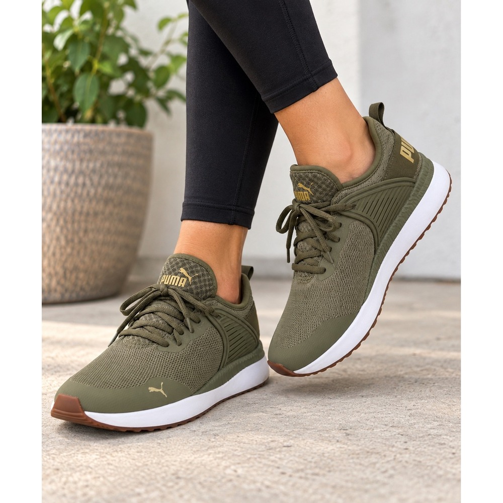 Puma Pacer Next Excel Womens 8.5 Olive Green Gum Sole Athletic Sneakers